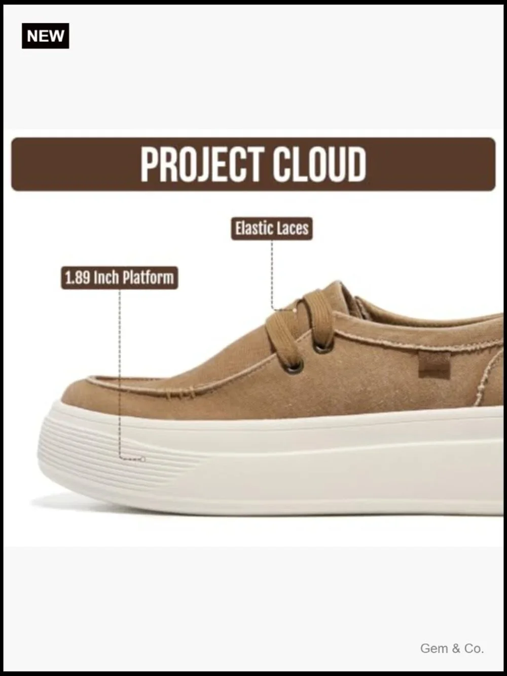 Canvas Platform Loafers - Slip On Sneakers with Memory Foam – 1.89 Inch Heel